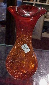 Pretty amberina crackle glass vase