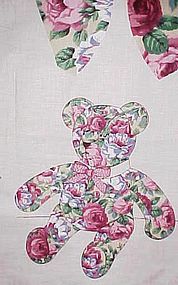 Uncut fabric panel Rose covered  13" Teddy Bear