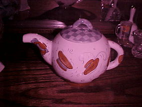 Red Hats hand painted teapot Hausenware Sally Noll