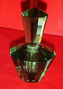 Vintage emerald  faceted cut crystal perfume bottlle