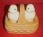 Ceramic baby chicks in a basket salt and pepper shakers