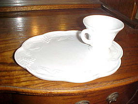 Indiana Colony Harvest milk glass snack tray and cup