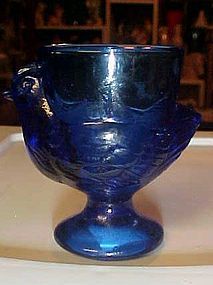 Vintage cobalt glass hen chicken egg cup