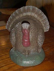 Hand painted ceramic turkey figurine Thanksgiving decor
