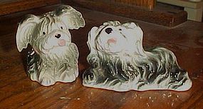 Adorable vintage shaggy dogs salt and pepper shakers