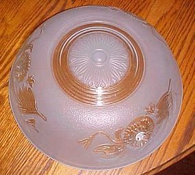 Vintage 40's frosted blue glass ceiling light shade w/ flowers 3 holes