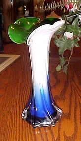 Pretty hand blown cased glass jack in the pulpit style vase 15 3/8"