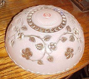Vintage glass ceiling light cover shade pink with flowers 3 hole