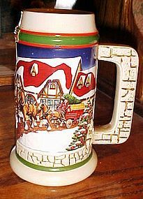Budweiser Grants Farm  Christmas beer mug stein 1998