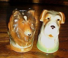 Very old collie and terrier dog salt and pepper shakers Japan