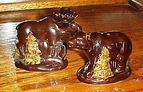Cabin style Moose and Bear salt and pepper shakers