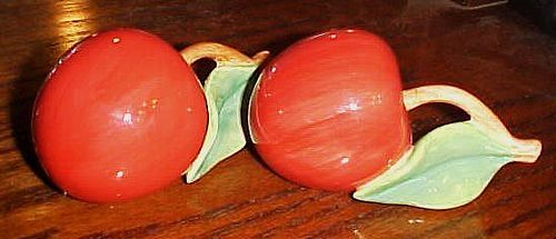 Large cherry or apple ceramic salt and pepper shakers