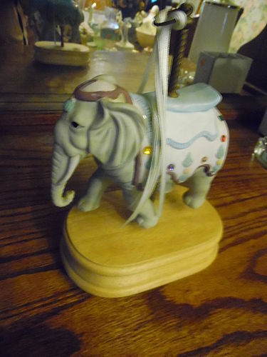 Musical carousel elephant with rhinestone embellishments