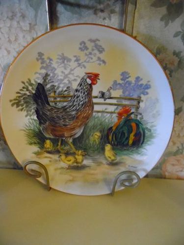 Bavaria JKW Germany Chicken family plate by H.Arndt
