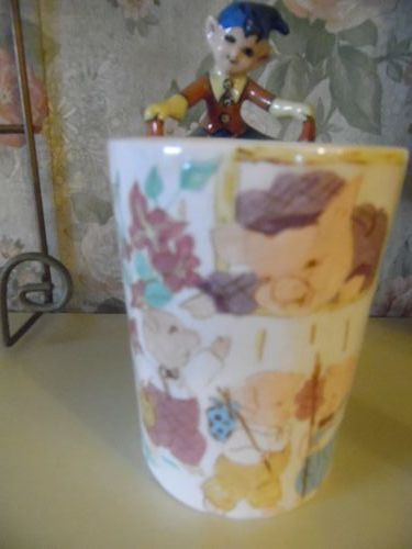 Vintage personalized Mug for ALAN hand painted pigs with Pixie handle