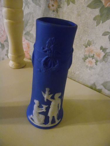 Vintage Jasperware blue and white Wedgewood  bud vase Germany