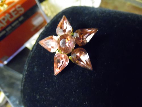 Vintage Coro pink rhinestone star flower pin