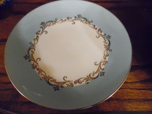 Vintage Gold Crown bread and butter plate by Lifetime China aqua
