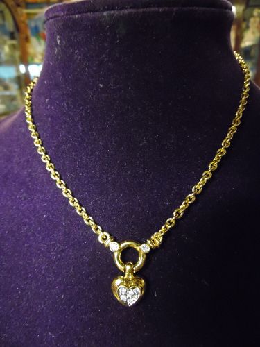 1980'S AFJ AMERICAN FASHION JEWELRY gold tone heart necklace.