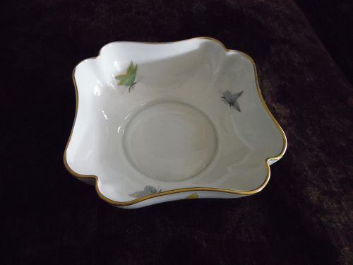Vignaud Limoges France Square scallop bowl with butterflies