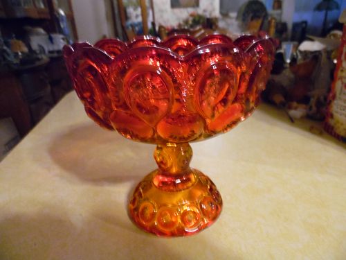 LE Smith Moon and Stars Amberina  Open Compote 6 1/2