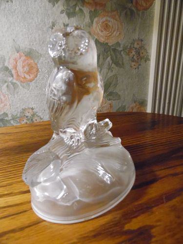 Cristal d'Arques frosted and clear owl figurine