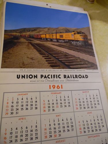 Union Pacific Railroad calendar 1961 12.5 x 23 Complete