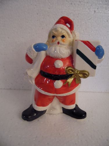 Vintage Santa and bag ceramic hand painted planter figurine