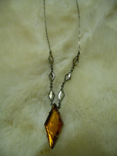 Vintage Victorian style Amber glass pendant