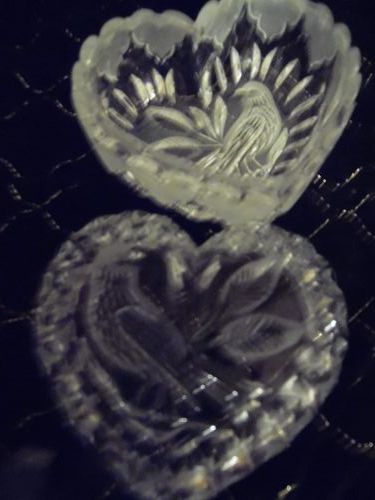 Vintage Hofbauer Byrdes Crystal Heart Shaped Candy/Trinket Dish