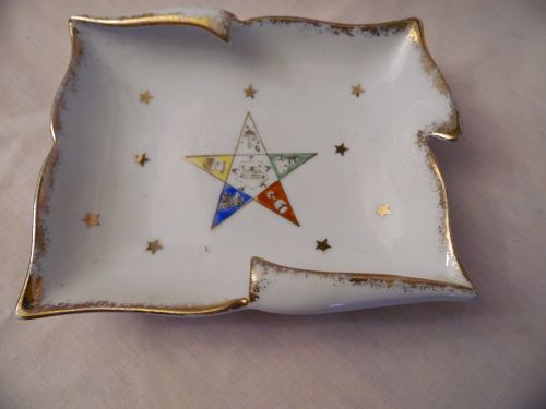 Vintage Eastern Star  hand painted porcelain dish ashtray