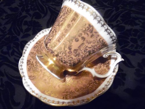Royal Albert Buckingham Series teacup and saucergold over taupe