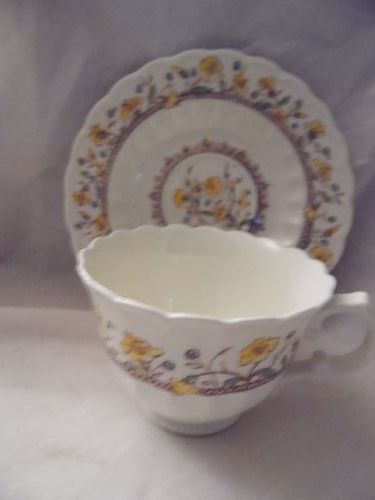 Vernon Kilns Hibiscus cup and saucer California pottery