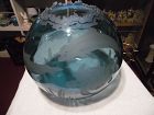 Cynthia Myers Huge sand carved Glass vase Sea turtles and dolphins