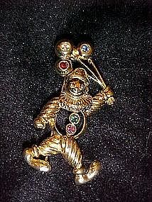 Costume clown and balloons pin, signed JJ