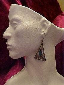 Mexican Silver earrings with turquoise, pierced