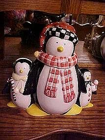 Penguin family cookie jar