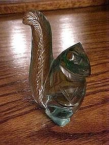 Willow green squirrel glass paperweight