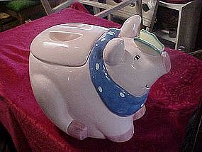 Pig with butterfly on his nose, cookie jar
