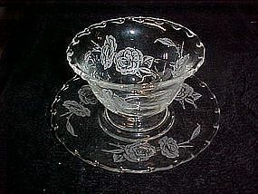 Fostoria mayonaise bowl and underplate, Camellia