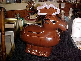 Ceramic reindeer / moose cookie jar 1985