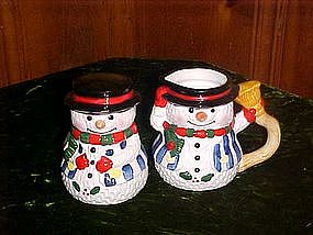 Christmas snowman creamer & sugar, Carson ceramics