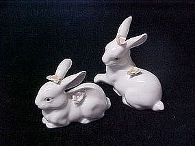 Fine porcelain rabbit figurines with roses