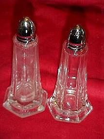 Tall clear glass salt and pepper shakers