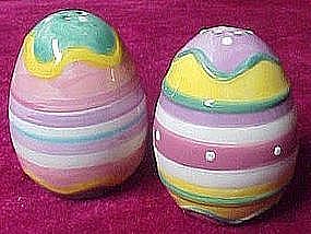 Colorful Easter eggs, salt and pepper shakers