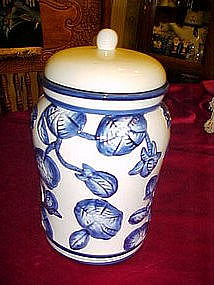 Blue and white floral treat /cookie jar / cannister