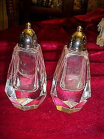 Cut and polished lead crystal salt and pepper shakers