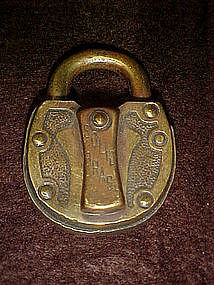 Antique brass padlock,