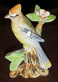Vintage Japan blue jay, ceramic bird figurine