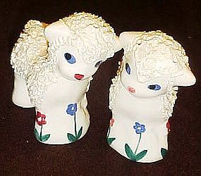 Old pottery lambs salt and pepper shakers, coleslaw